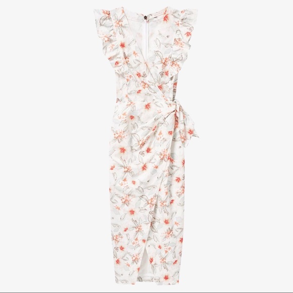 NWT REBECCA TAYLOR KAMEA FLEUR LINEN WRAP DRESS - Picture 5 of 8